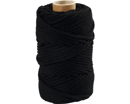 Corde de macramé noire sur une bobine