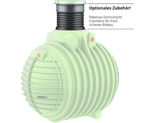 Regenwassertank mit Teleskop-Domschacht für frostsicheren Einbau