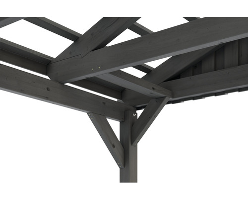 Vue détaillée d''un pavillon de jardin en bois