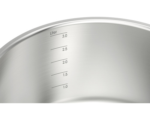 Casserole en acier inoxydable avec indications de litres à l''intérieur