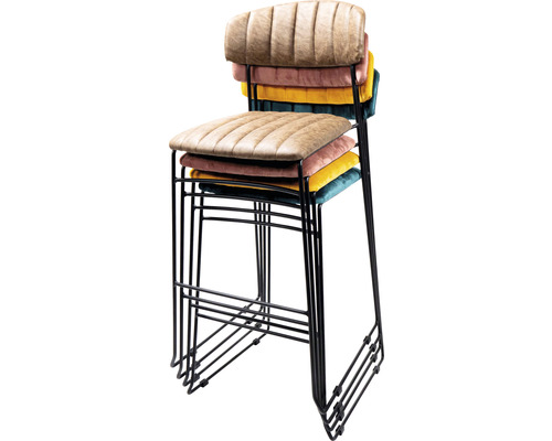 Tabourets de bar empilables avec structure en métal et assise rembourrée