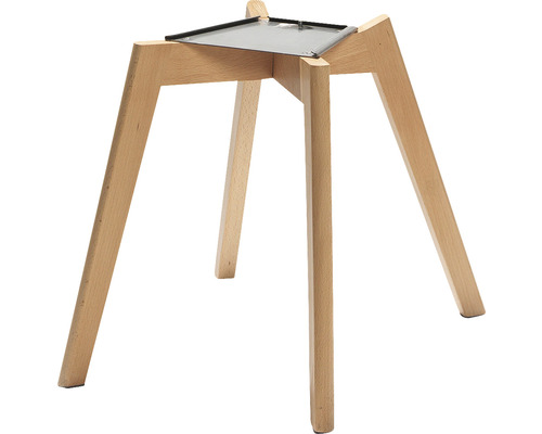 Tabouret avec pieds en bois et plaque métallique
