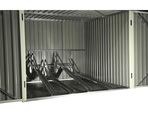 Box à vélos avec trois supports à vélos