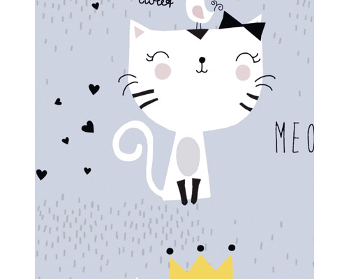 Dekoratives Muster mit Katze, Vogel, Herz und Krone