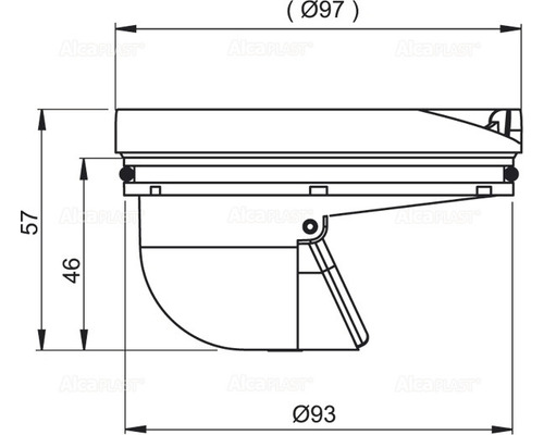 Technische Zeichnung einer Dachrinne mit Maßangaben