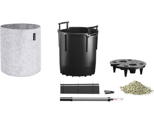 Set de pots de fleurs avec pot extérieur en feutre, insert de plantation, indicateur d''arrosage et billes d''argile