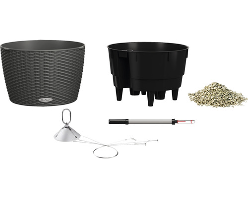 Pot de fleurs avec système d''irrigation, indicateur de niveau d''eau et accessoires