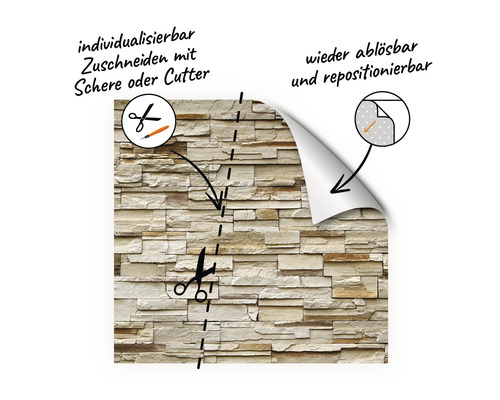 Dekorfolie mit Steinmuster, zuschneidbar und repositionierbar