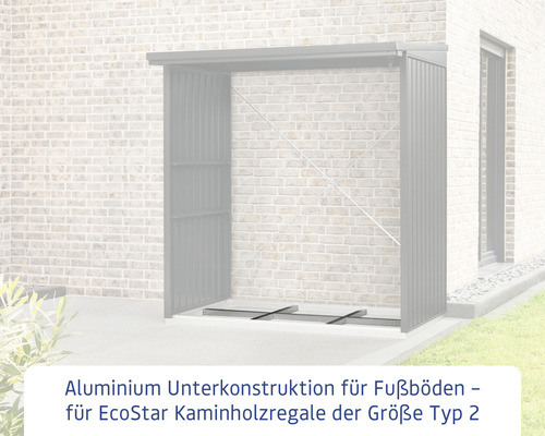 Aluminium Unterkonstruktion für Fussböden für EcoStar Kaminholzregale der Grösse Typ 2