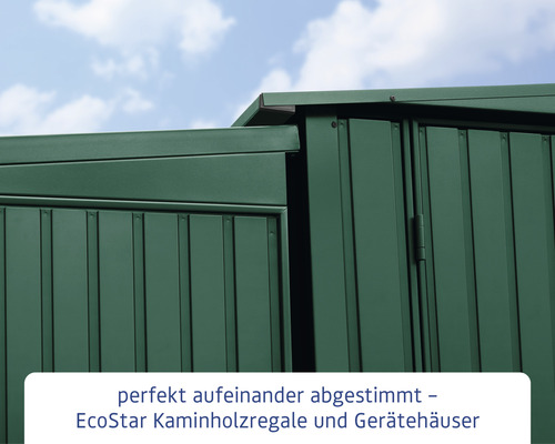 Detailansicht EcoStar Kaminholzregal und Gerätehaus