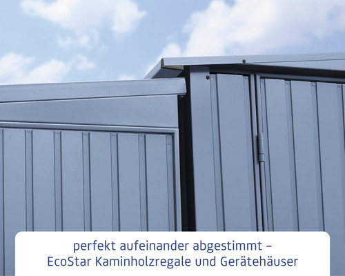 EcoStar Kaminholzregale und Gerätehäuser im Detail