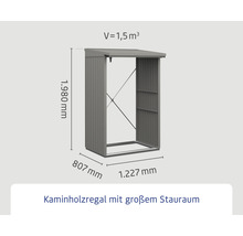 Kaminholzunterstand Hörmann EcoStar Trend-V Typ 1 122,7 x 102,5 x 198,0 cm grau-aluminium