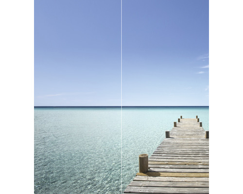 Vorher-Nachher-Vergleich einer Wasserfläche mit und ohne Pier