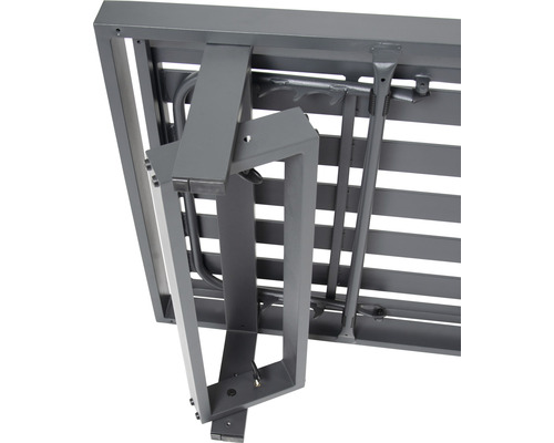 Vue détaillée du châssis d''une table de jardin avec fonction pliable