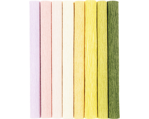 Krepppapier Pastellfarben hell 25x60 cm, 8 Blatt Verschiedenfarbiges Krepppapier in einer Reihe