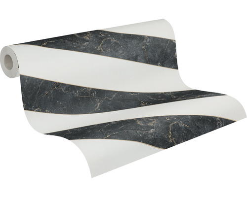 Tapetenrolle mit Streifenmuster und Marmoroptik