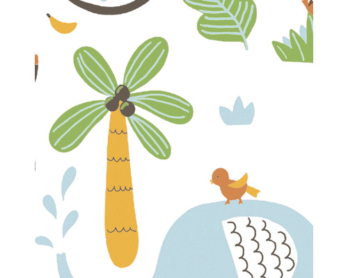 Motif de jungle illustré avec des palmiers et des animaux