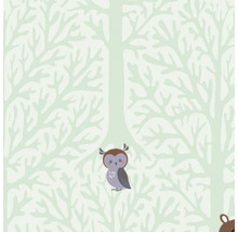 Papier peint avec motif de forêt et motif de hibou