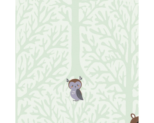 Papier peint avec motif de forêt et motif de hibou