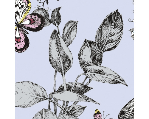 Papier peint avec feuilles et papillons