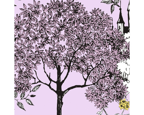 Illustration d''arbres et d''un château sur du papier peint