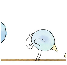 Illustration d''oiseaux sur une barre