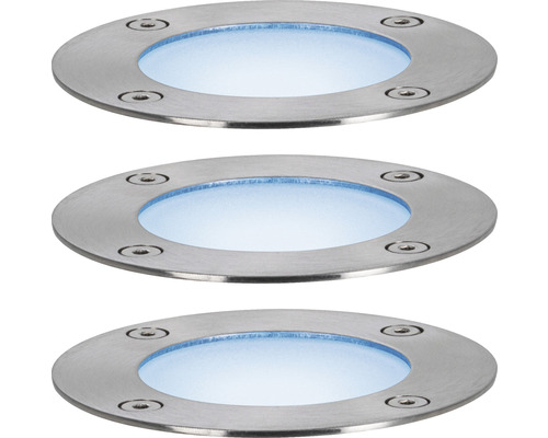 Trois spots de sol en acier inoxydable