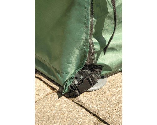 Vue détaillée d''un pavillon avec élément de fixation au pied