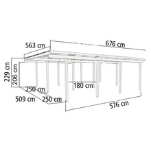 Doppelcarport Karibu Eco 2 Set mit integriertem Abstellraum 3.7 m², 2 Seitenwänden und einer Rückwand, kesseldruckimprägniert
