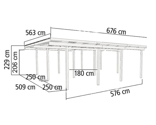 Diagramm einer Holzkonstruktion mit Maßangaben