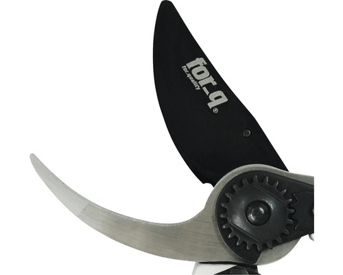 Sécateur à enclume ouvert avec logo For_q