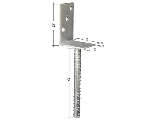 Pfostenträger mit Abmessungsangaben für den Einsatz im Aussenbereich