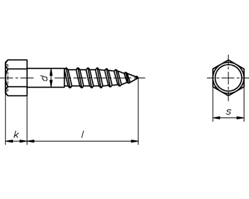Dessin technique d''une vis à bois avec indications de dimensions