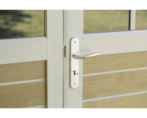 Vue détaillée d''une porte avec poignée et clé