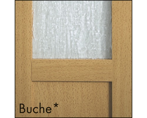 Details einer Innentür mit Buchenholzrahmen und Glasausschnitt