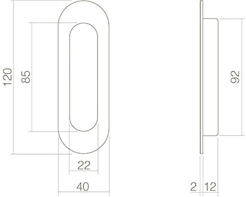 Schéma technique d''un modèle de cuvette de préhension avec dimensions
