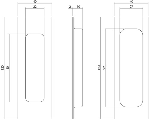 Dessin technique d''une poignée de meuble avec dimensions