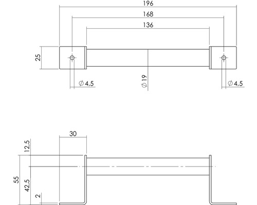 Schéma technique d''un porte-serviettes avec dimensions