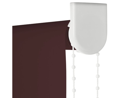 Braunes Rollo mit weisser Bedienschnur