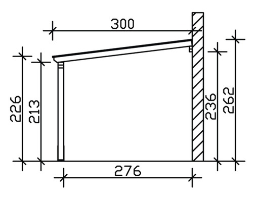 Dessin technique d''une construction d''abri avec dimensions