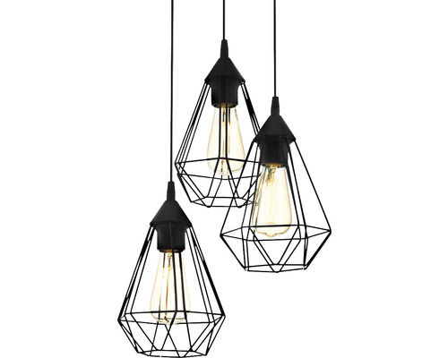 Suspension avec trois lampes au design géométrique