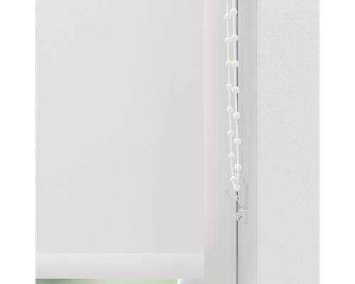 Weisse Fensterrollos mit Bedienkette