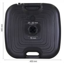 Base de parasol carrée en plastique, dimensions 440 mm x 450 mm