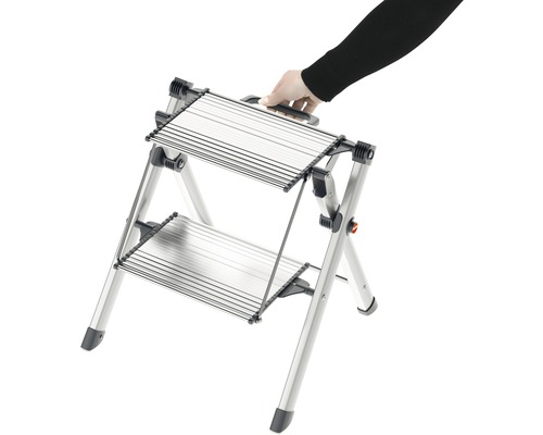 Escabeau à deux marches en aluminium avec poignée