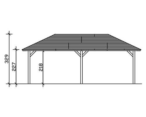 Dessin technique d''un pavillon avec dimensions