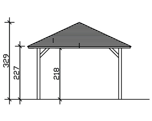 Schéma technique d''un pavillon avec indication de la hauteur