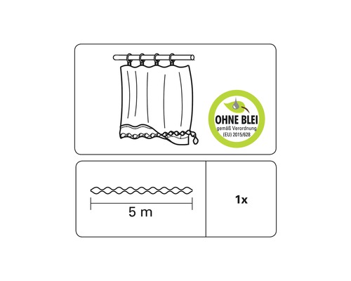 Symbol für bleifreies Produkt gemäss EU-Verordnung 2015/628, Wellenband mit einer Länge von fünf Metern