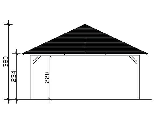 Dessin technique d''un pavillon avec indications de hauteur