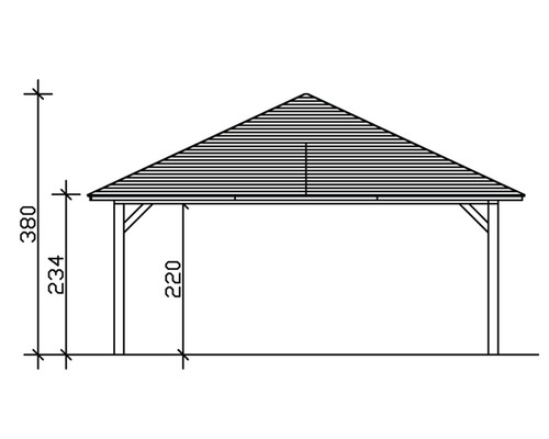 Schéma technique d''un pavillon avec indications de hauteur