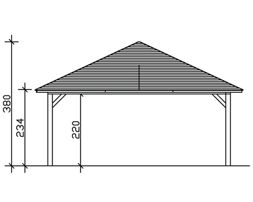 Dessin d''un pavillon avec indications de hauteur